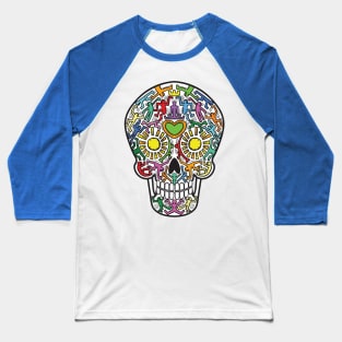 Mexican Calavera Skull in street art theme Baseball T-Shirt